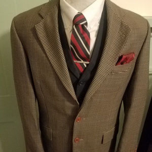 Nautica Brown Houndstooth Sport Coat with Red Accents